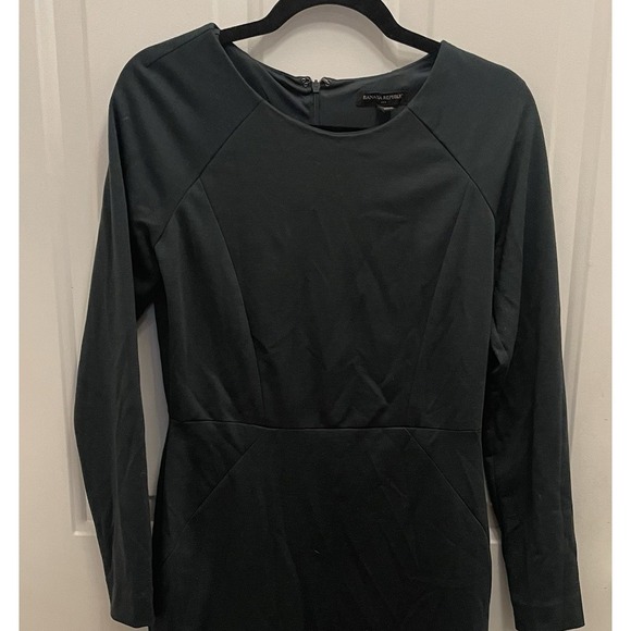 Banana Republic Dresses & Skirts - Banana Republic‎ Dark Forest Green Ponte Knit Long Sleeved Sheath Dress 6 Career